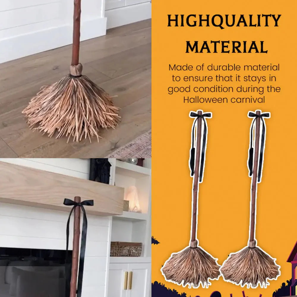 Halloween Floating Witch's Broom Haunted Dancing Broom Moving Broomstick Magic Enchanter Sorceress Carnival Party Costume Props
