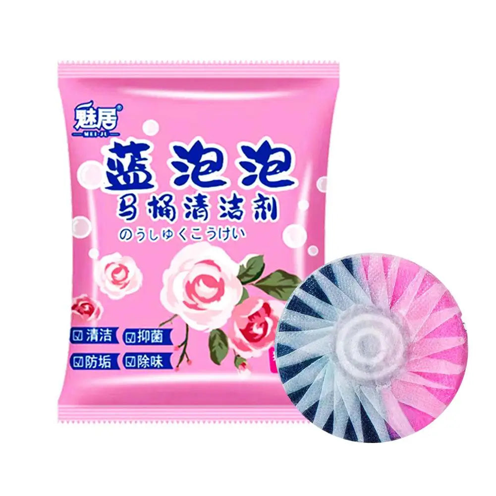 2/5/10Pcs Blue Bubble Toilet Bowl Cleaner Descaling Antibacterial Toilet Cleaner Double Effect Rose Fragrance Toilet Cleaner