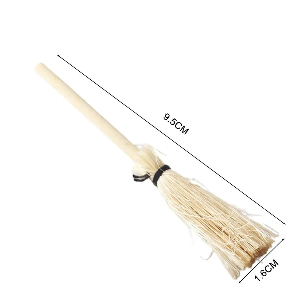 2Pcs Dollhouse Broom Handmade House Miniature Mini Craft Wood Broom 1/12 Dollhouse Accessories