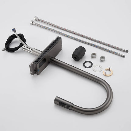 Robinet de cuisine cascade avec affichage de la température de l'eau chaude et froide, robinet extractible pour évier sur plage