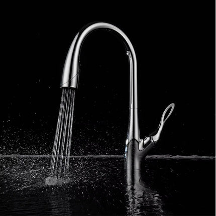 Robinet de cuisine moderne et luxueux AITANA en laiton doré, à douchette extractible et poignée unique pour eau chaude et froide, 3 fonctions.