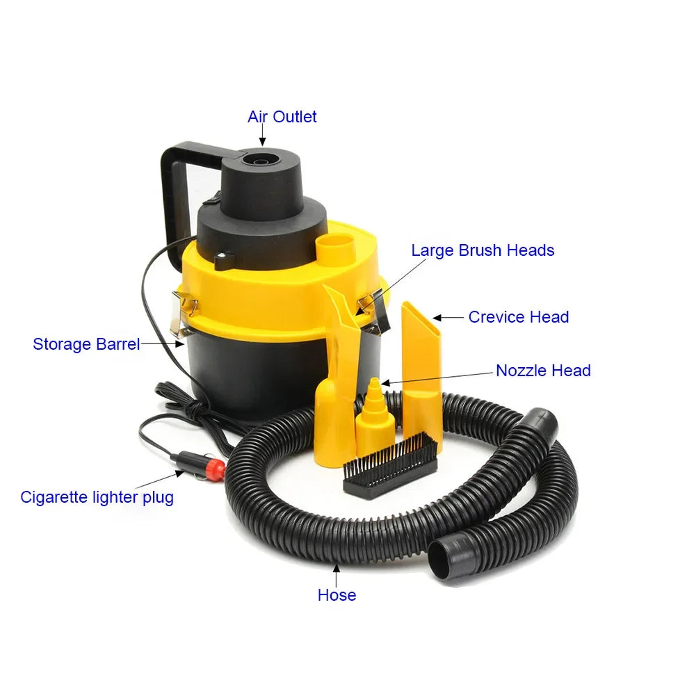 Car Vacuum Cleaner Strong Suction 12V Portable Handheld Wet & Dry Powerful Cleaning Duster Machine for Cars Household Appliances