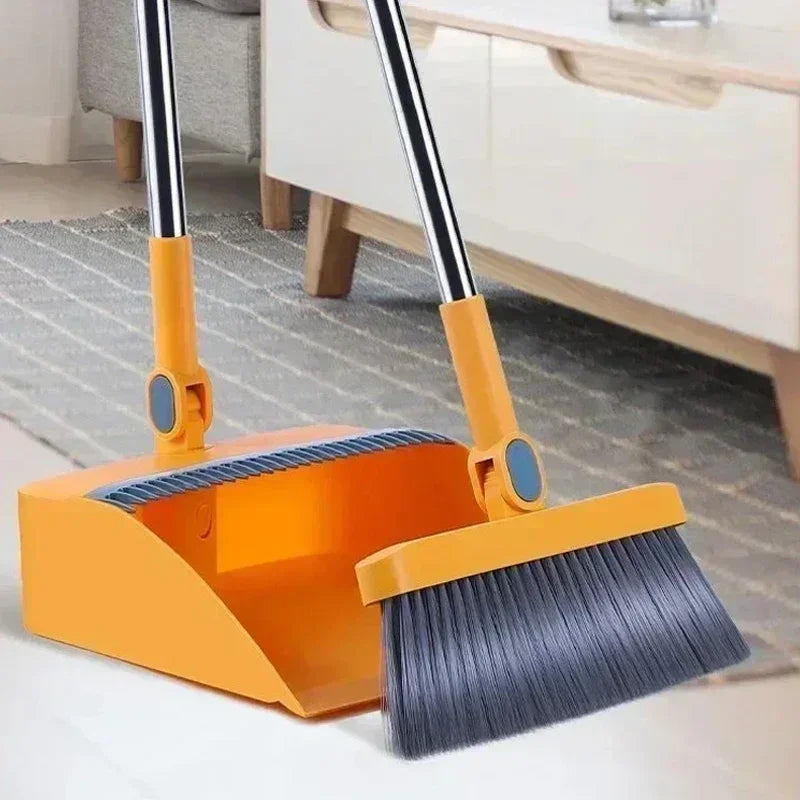 Household Broom Dustpan Combo Set Soft Bristle Broom Strips Nonstick Hair Folding Storage Not Taking Up Space