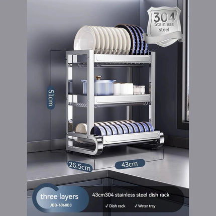 Égouttoir à vaisselle à 2 ou 3 niveaux avec panier d'égouttage, organisateur de vaisselle de comptoir, planche à égoutter