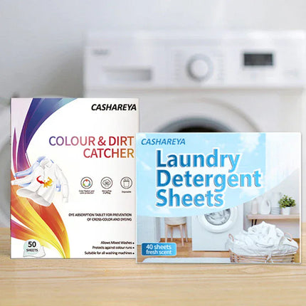 Feuilles de Lessive Color Catcher CASHAREYA – Piège Couleur Anti-Décoloration, Sans Liquide, Pour Maison, Voyage et Camping