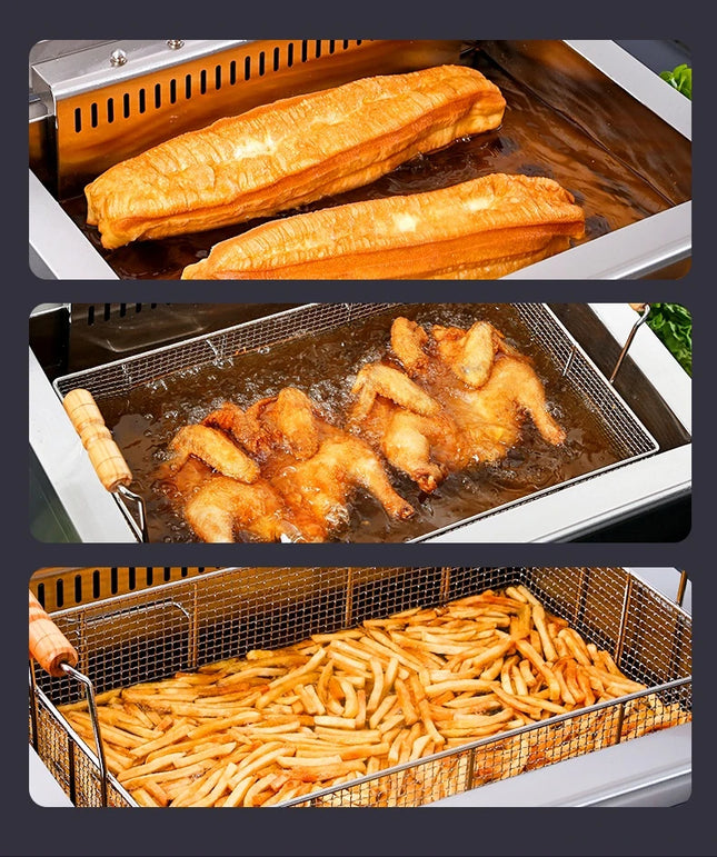 Friteuse électrique commerciale - Friteuse monocylindre grande capacité pour frites et bâtonnets de pâte
