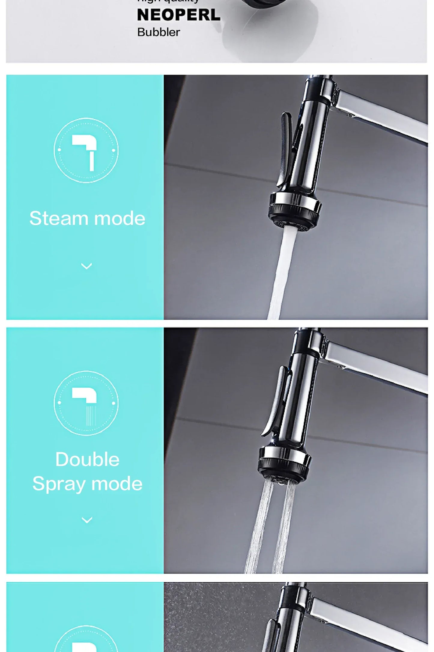 Luxury chrome brass kitchen faucet magnetic suction design with filtered water single hole cold and hot dual control sink faucet
