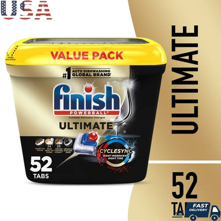 Ultimate Dishwasher Detergent Pods CycleSync Technology Powerful Cleaning Tablets 52 Count Fresh Scent Enzyme Formula Ultimate