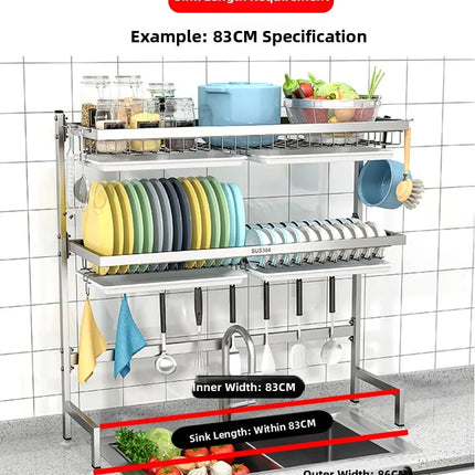 Égouttoir de cuisine en acier inoxydable 304 avec porte-assiettes de rangement multifonction pour évier de cuisine à poser sur le plan de travail