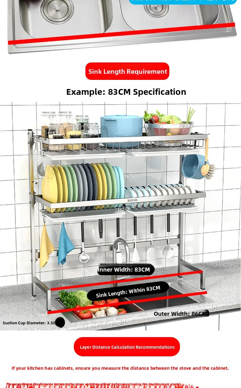 Stainl Steel 304 Kitchen Sink Di Drainer Ra Multi-Function Storage Plate Holder for Diwaing Pool above Countertop