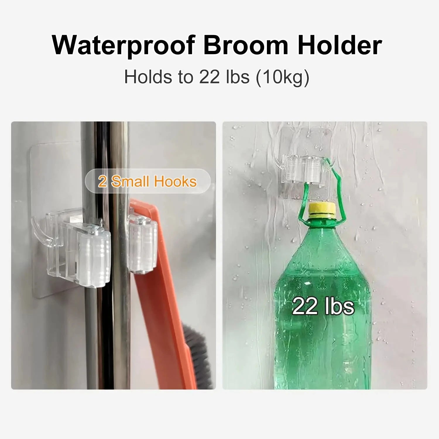 1/2pcs Broom Holder Self Adhesive Clear Broom Holder Broom Mop Organizer Wall Hanging Mop Broom Holder Wall Mount Broom