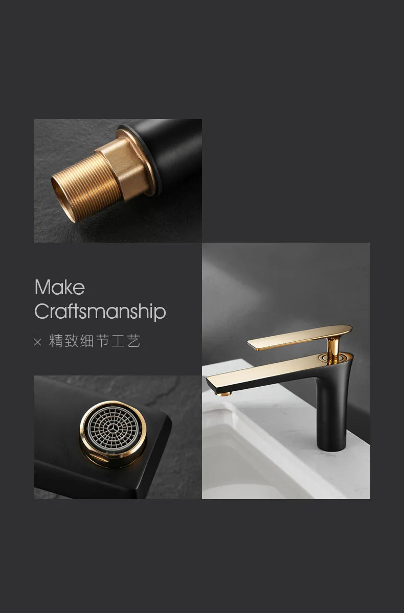 All Copper Black Gold Basin Faucet Sink Faucet Hot and Cold Faucet White Heightened Bathroom Faucet  Bathroom Faucet