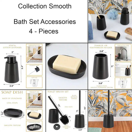 lot de 4 pièces d'accessoires de salle de bain - E-menage