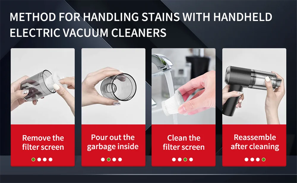 3-in-1 Vacuum Cleaner USB Charging Portable Suction And Blowing Function for Small Car And Household Use