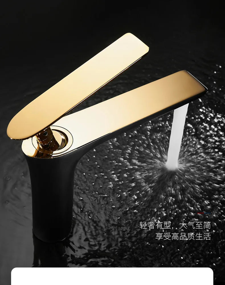 All Copper Black Gold Basin Faucet Sink Faucet Hot and Cold Faucet White Heightened Bathroom Faucet  Bathroom Faucet