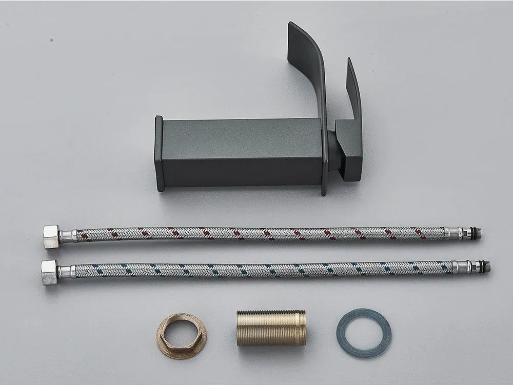 Brushed Golden Basin Faucets Elegant Waterfall Bathroom Sink Faucet Single Lever Hole Deck Mount Brass  Mixer Taps