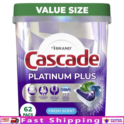 Pastilles Lave-Vaisselle Ultra Puissantes 62 Tablettes – Parfum Frais, Dégraissant Concentré, Brillance Éclatante & Écologique – Nettoyage Facile