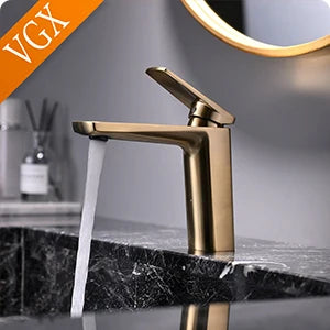 VGX Multifunctional Bathroom Faucets Pull Out Basin Mixer Sink Faucet Gourmet LED Temperature Tap 360° Tapware Crane Brass White