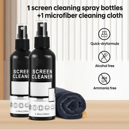 Screen Cleaner Spray Kit-Glass Cleaner Spray and Microfiber Cleaning Cloth,Suitable for a variety of Glass,Glasses,Camera Lenses