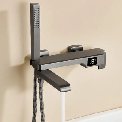 Robinet de baignoire en laiton, mitigeur de douche, robinet de salle de bain avec affichage numérique Crane et bec cascade.