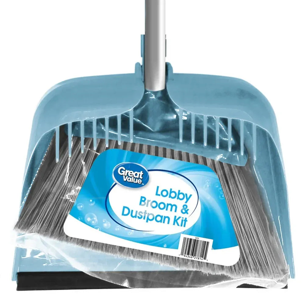 Lobby Broom Dustpan Kit Compact Design Long Handle Easy Transfer Comb Included Perfect Quick Clean Ups Home Office