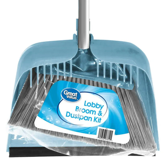 Lobby Broom Dustpan Kit Compact Design Long Handle Easy Transfer Comb Included Perfect Quick Clean Ups Home Office