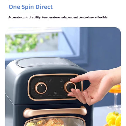Visual Air Fryer Oven, 1500W Oil-Free Electric Cooker with Non-Stick Basket & Independent Knobs, Even Heating for Roast【7L】