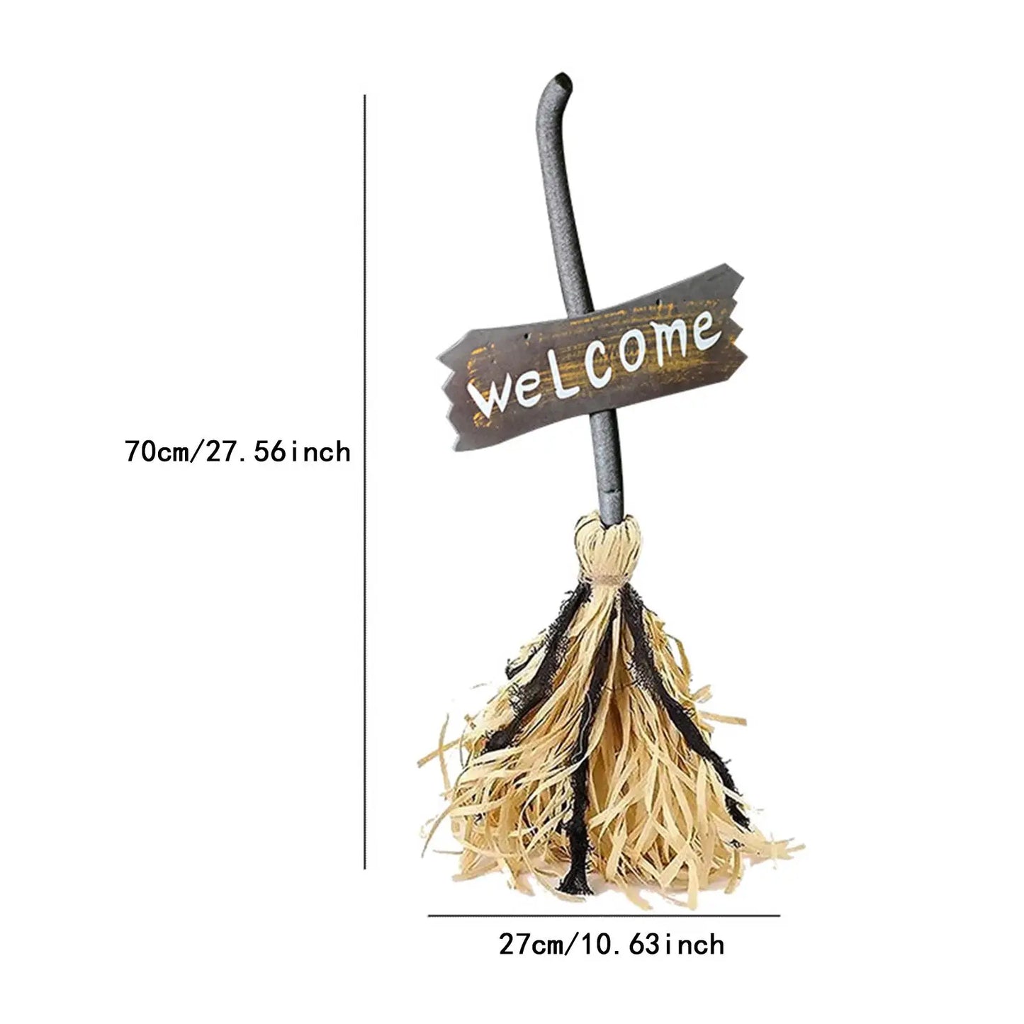 Movable Witch Broom with Music and Lights Prop Figurine DIY Supplies Dancing Broom for Living Room Porch Office Party Outdoor