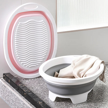 Bassine à linge pliable avec planche à laver