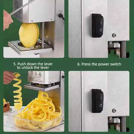 Machine à frites électrique commerciale automatique, machine à frites bouclées, robot culinaire en acier inoxydable, 100 kg/h