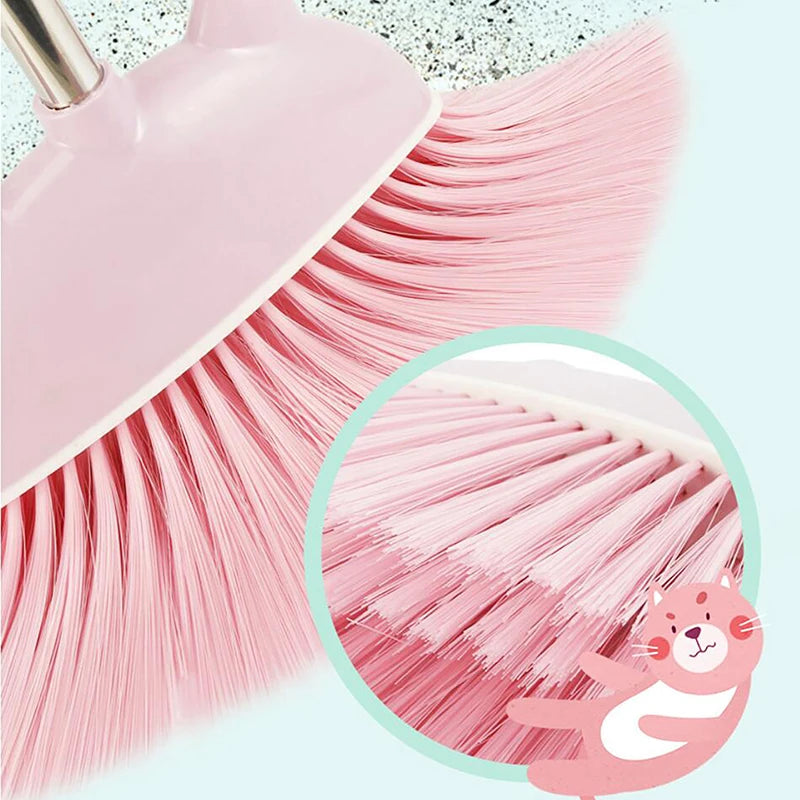 Cartoon-Style Toddler Broom Dustpan, Flexible Bristles Kids Playset, Pretend Play Indoor Outdoor Sweeping Kit