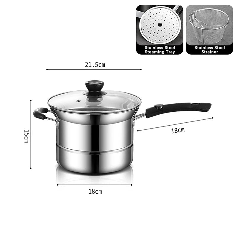 Stainless Steel Fryer Pot With Strainer Basket And Handle Portable Multi-functional Deep Frying Pot For French Fries Seafood