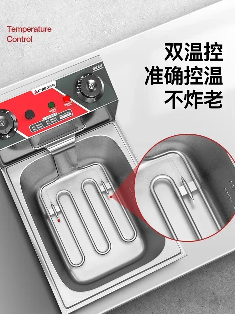 220V Professional Fryer Electric Cookware for Kitchen Deep French Fries Commercial Fryers Frying Oil Cooker Timer Arfrai AE