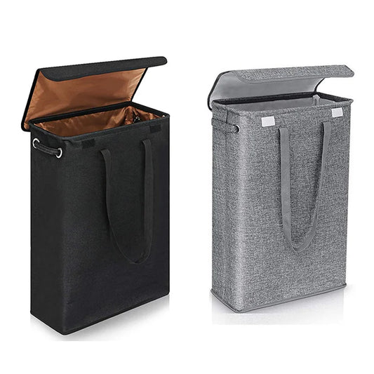 45L Large Capacity Covered Laundry Basket, Detachable Hand-held Dirty Clothes Basket, Waterproof Dirty Laundry Collection - E-menage