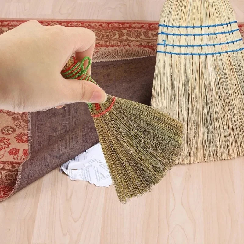 Handwoven Natural Straw Broom Eco Friendly Vintage Style Soft Bristles Cleaning Tool for Hardwood Floors Delicate Surfaces Home