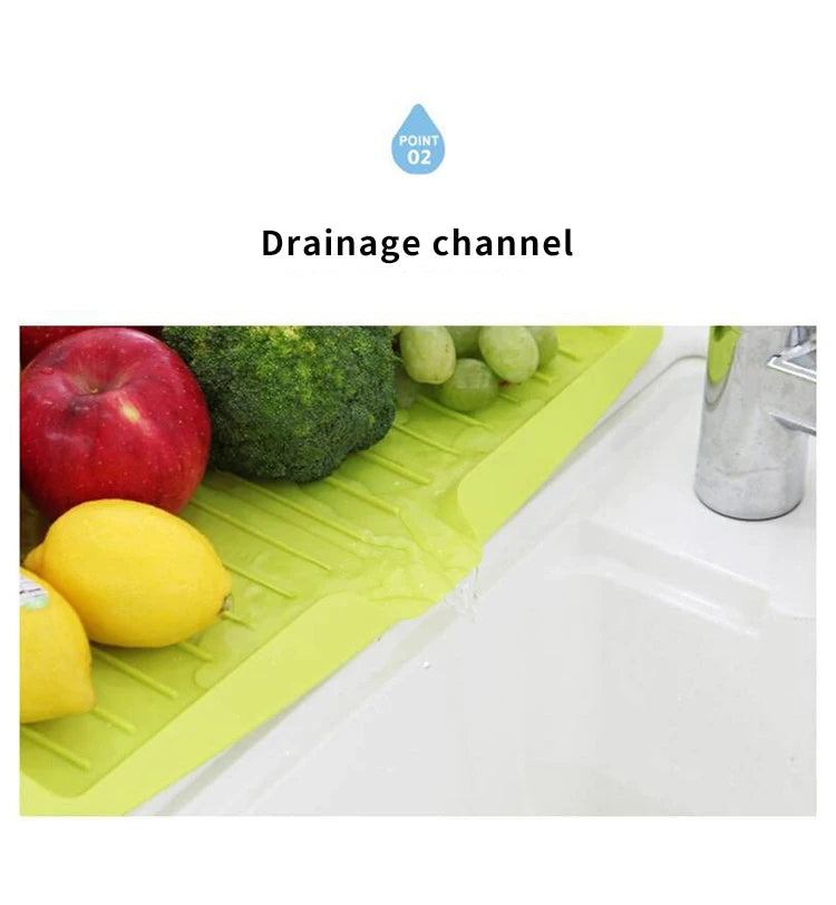 Égouttoir de cuisine en silicone, plateau égouttoir à vaisselle, grand égouttoir pour évier, organisateur de plan de travail, égouttoir pour vaisselle de cuisine