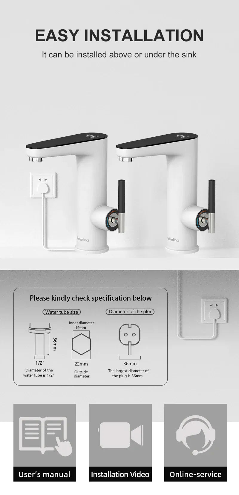 Briwellna Electric Water Heater 220V Kitchen Faucet Tankless Geysers Faucet Heater Heating Tap Instantaneous Heaters Robinet