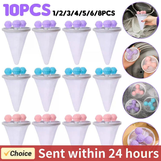 1-10PCS Washing Machine Filter Net Floating Lint Filter Mesh Bag Reusable Pet Hair Catcher Remover Laundry Cleaning Tool