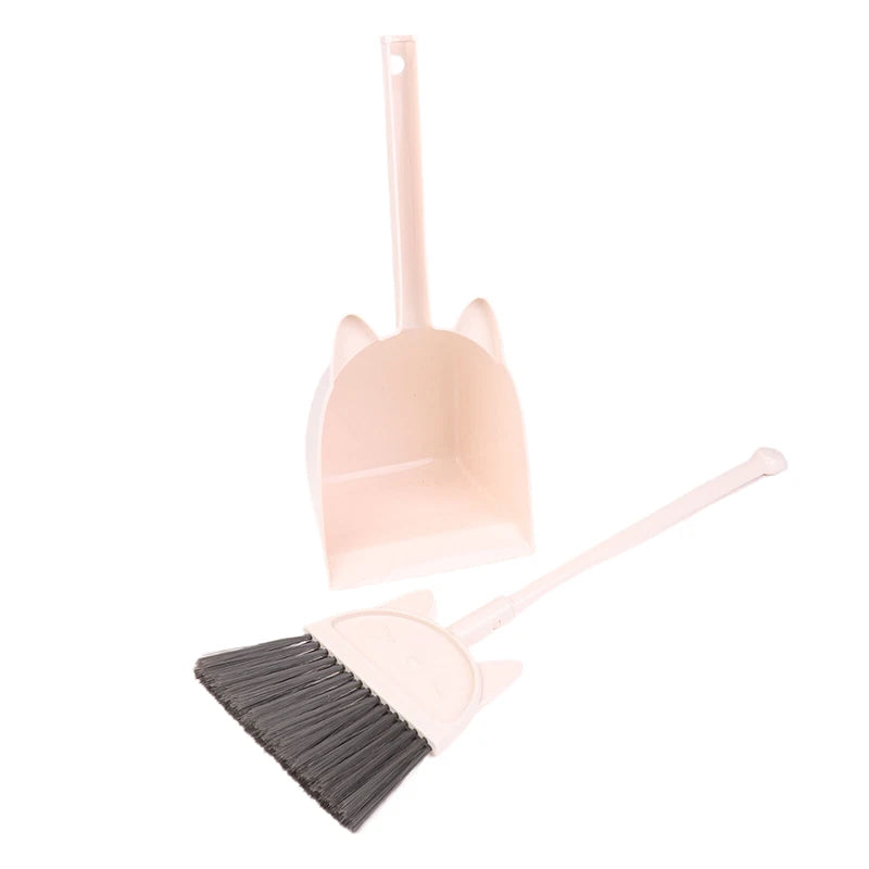 Cartoon-Style Toddler Broom Dustpan, Flexible Bristles Kids Playset, Pretend Play Indoor Outdoor Sweeping Kit