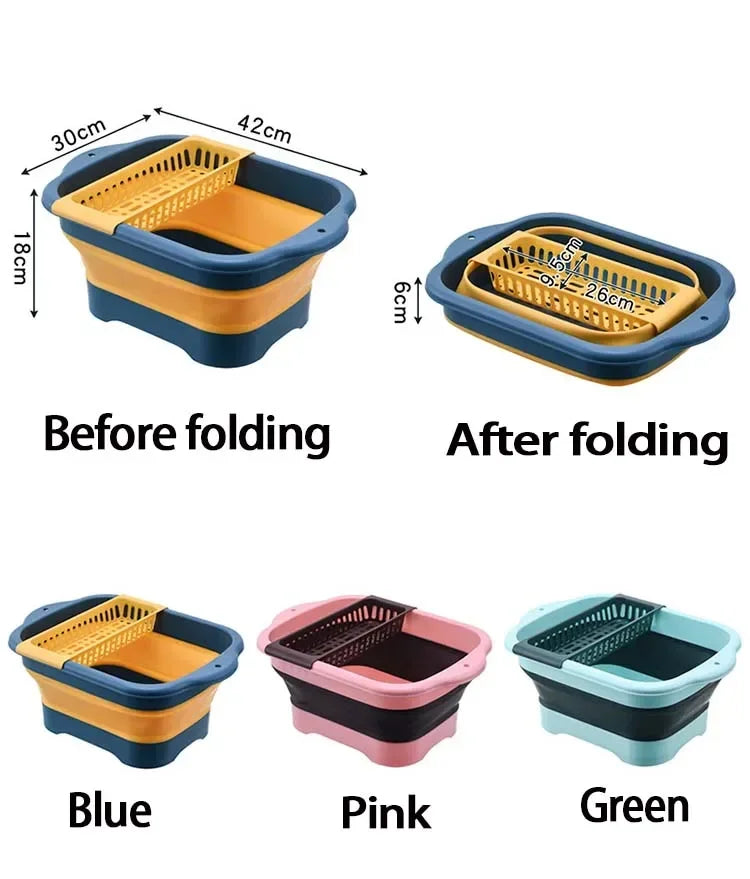 Passoire pliable en silicone pour fruits et légumes, égouttoir à vaisselle, outil de rangement de cuisine