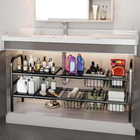 Expandable Under-Sink Organizer – Multi-Purpose &amp; Ultra-Durable