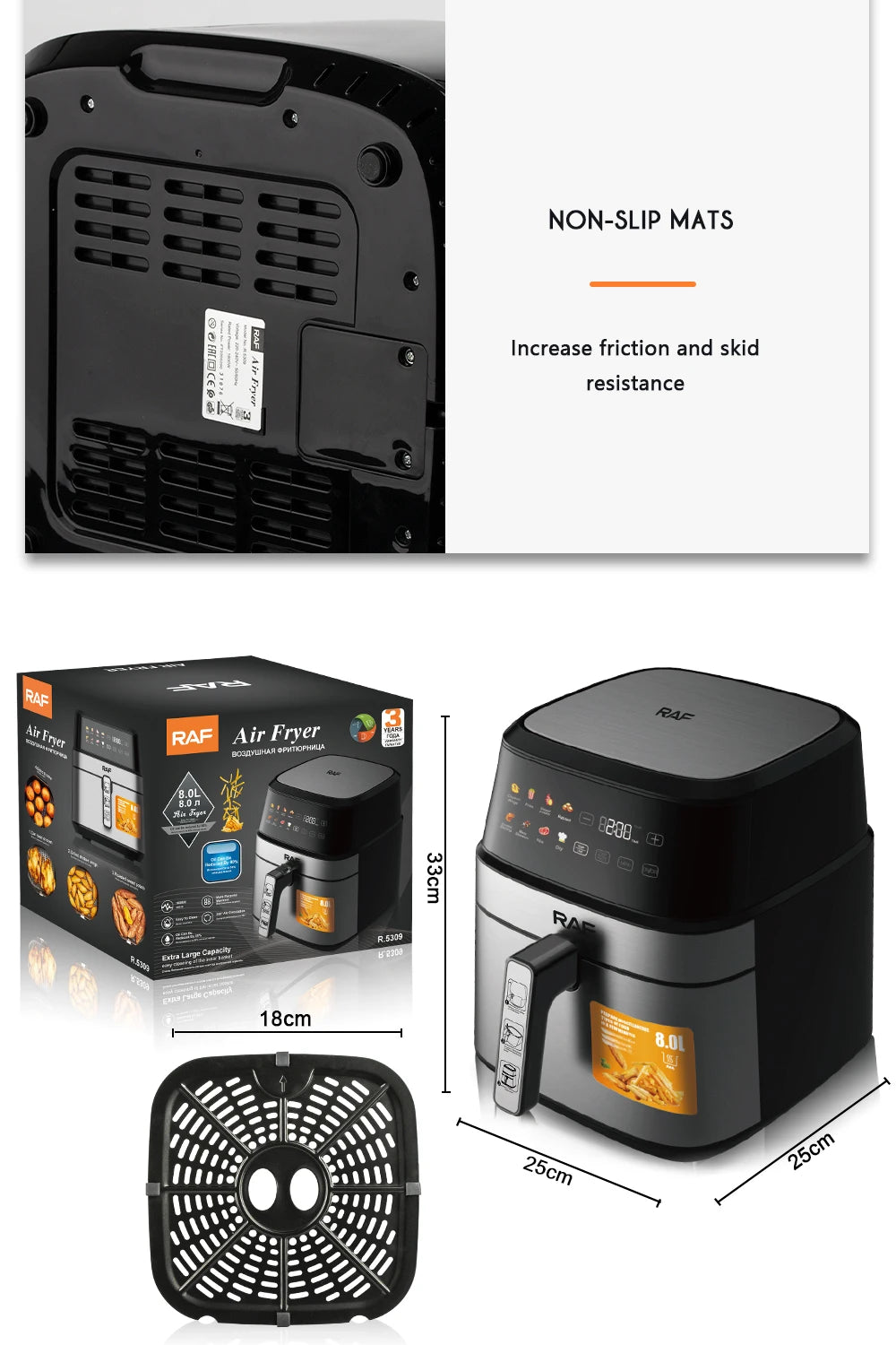 Multifunctional Electric Air Fryer 6.5L Cooker Fryer Without Oil Touch Screen Smart Digital 360 Degree Hot Air Circulation