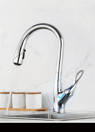 AITANA Modern Luxury Golden Brass Kitchen Faucet Pull-Out Design Single Handle for Hot And Cold Water 3 Functions Sink Faucet