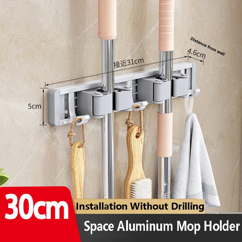 Broom Holder Wall Mounted Mop and Broom Hanger Holder Garage Storage Rack for Home, kitchen, Garden, Tools, Garage