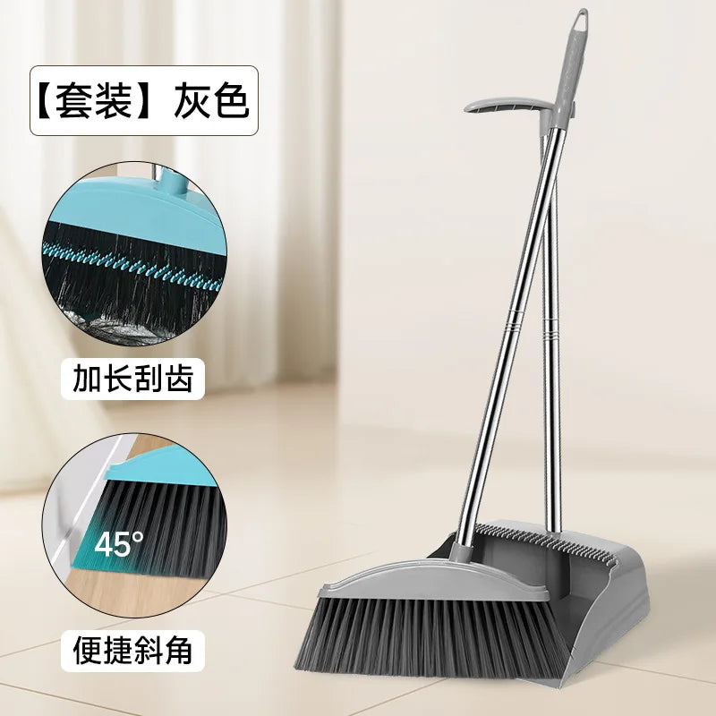 Broom and Dustpan Set Sweeping Broom For Cleaning Floors Dust Garbage Non Stick Hair Indoor Cleaning Products