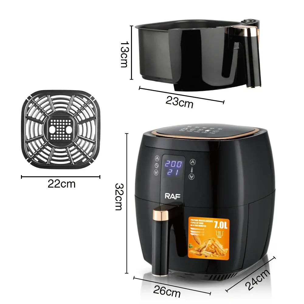 7L Multifunctional 1600W Air Fryer Without Oil Deep Oil Free 360 Degree Hot Air Circulation Cooker Fryer Air Fryers