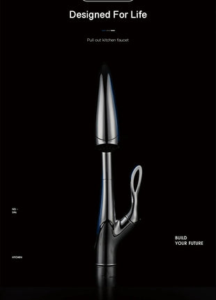 AITANA Modern Luxury Golden Brass Kitchen Faucet Pull-Out Design Single Handle for Hot And Cold Water 3 Functions Sink Faucet