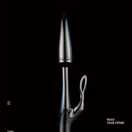 Robinet de cuisine moderne et luxueux AITANA en laiton doré, à douchette extractible et poignée unique pour eau chaude et froide, 3 fonctions.