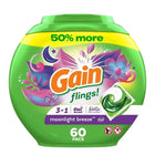 Gain Flings Brise Lunaire – 60 Capsules Lessive 3-en-1 avec OxiBoost & Febreze | Nettoyage Intense, Fraîcheur Longue Durée, Parfum Envoûtant | Compatible Eau Froide & Toutes Machines