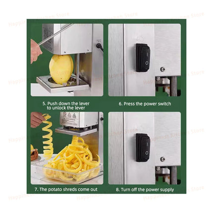 Machine à frites électrique commerciale automatique, machine à frites bouclées, robot culinaire en acier inoxydable, 100 kg/h